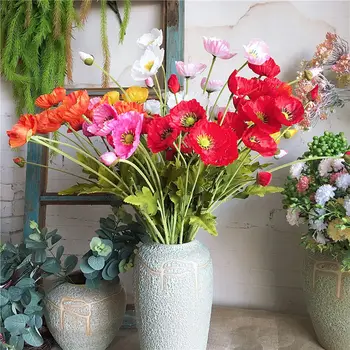 Naujojo sodo dekoro Aguonos gėlių šilko Dirbtinės gėlės lentelė pasirūpinti šalies Apdaila flores s fleurs artificielles