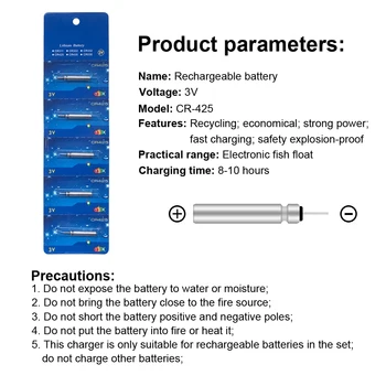 Naujos Elektroninės Plaukti Įkrovimo Baterija (akumuliatorius CR425 USB Įkroviklis Šviesos Plaukti Ličio Pin Ląstelių Naktį Žvejybos Reikmenys 3 Dydžiai