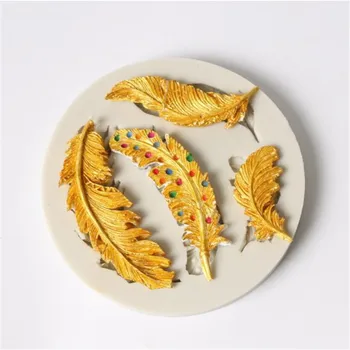 Naujos Plunksnos Formos Forma Silikono Pelėsių Pyragas Apdaila Bakeware Sugarcraft Kepimo Įrankius, Saldainiai Minkštas Dekoravimo Priemonė