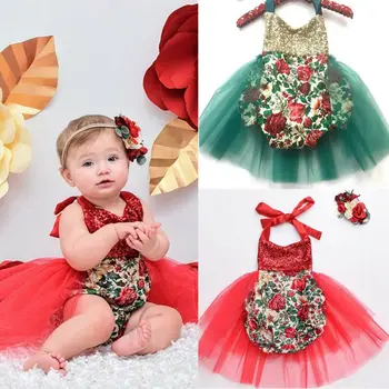 Naujų China Kalėdų Przybornik Mergina Kūdikių Pirmosios Kalėdos Šalis Romper Tutu Suknelė Drabužius