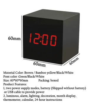Naujų Kvalifikuotų Skaitmeninių Mediniai LED Laikrodis-Žadintuvas Medienos Retro Glow Laikrodis, Darbalaukio Stalo Dekoro Balso Kontrolės Atidėjimo Funkcija, Stalo Įrankiai