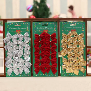 Naujųjų Metų 12pcs Kalėdos Kalėdų Dekoracija Namuose Šalis Bowknots Niekučius Gana Aukso Bowknots Kalėdų Ornamentu Medžio Apdaila