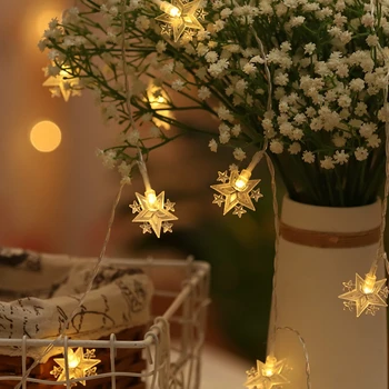 Naujųjų metų girlianda LED Star mėnulis String Žibintai LED Pasakų Žibintai, Baterija Veikia blyksnis šviesos kalėdų dekoracijos namams