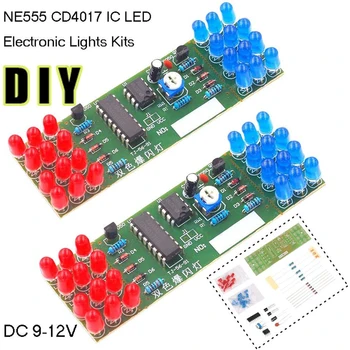 NE555 CD4017 IC LED Elektroniniai Žiburiai Komplektai, Raudona Mėlyna Dual-Color 