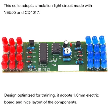 NE555 CD4017 IC LED Elektroniniai Žiburiai Komplektai, Raudona Mėlyna Dual-Color 