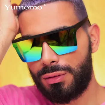 Negabaritinių aikštė akiniai nuo saulės ponios didelis rėmas prabangos prekės ženklo mados flat-top spalvų lęšių, vienas vyrų gradientas Gafas skydelis UV400
