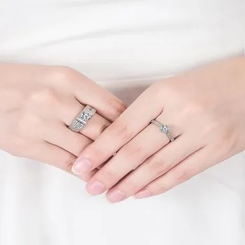 NEHZY 925 sterlingas sidabro naujas mados aukštos kokybės porą žiedas paprasta retro kubinių zirconia sužadėtuvių, vestuvių dovana atidaryti Papuošalai