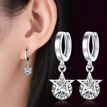 NEHZY 925 sterlingas sidabro naujų Papuošalų aukštos kokybės kubinis cirkonis mados moteris, auskarai, žiedai apvalūs tuščiaviduriai retro auskarai