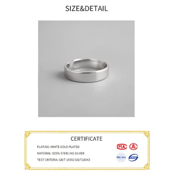 Nekilnojamojo 925 Sterlingas Sidabro Moterų Žiedai Mėginio Korėjos Stiliaus Piršto Žiedą Vyrų Vestuvių Juostoje Bauda Papuošalai Dovana
