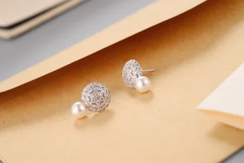 Nekilnojamojo 925 Sterlingas Sidabro Shell perlų turi gėlių Stud Auskarai Moterų, Mergaičių Mados sterlingų-sidabro papuošalai brincos brinco