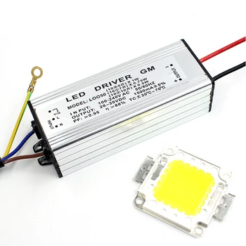 Nekilnojamojo Watt LED 10W 20W 30W 50W Didelės Galios COB LED Lempos Chip & LED Maitinimo šaltinis Vairuotojo 1Set LED Potvynių šviesos