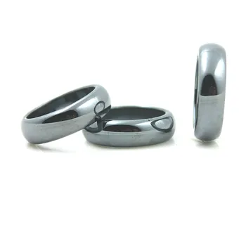 Nemokamas Pristatymas Hematitas Žiedas (1 vnt) Sklandžiai ir Madingas 5A Klasės Paviršiaus 6mm Juoda Magnetas Vyrų ir Moterų Žiedas
