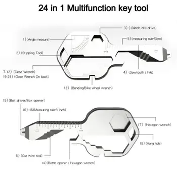 Nerūdijančio Plieno Daugiafunkcį Klavišą Formos Kišenėje Keychain w/Butelių Atidarytuvas Multi-Tool Rakto Formos Kišenėje Įrankis
