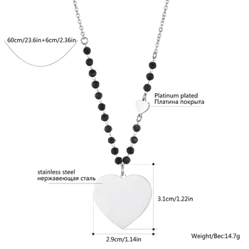 Nerūdijančio Plieno Dobilai Širdies Gyvybės Medis Pakabukas Kaklo Moterims Priedai Black Crystal Grandinės Karoliai Bohemijos Papuošalai