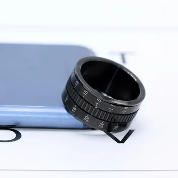 Nerūdijančio Plieno, Juoda, Padengtą Kamera teleobjektyvą Dizaino Vertino Vyrų Žiedas