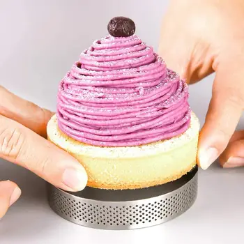 Nerūdijančio Plieno Mini Prancūzijos Mousse Cake Žiedas Perforuotas Kiaušinių Tortų, Desertų Forma Apskritimas Karščiui Atsparius Virtuvės Konditerijos Kepimo Įrankiai