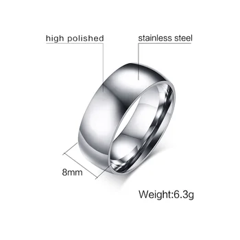 Nerūdijančio Plieno Vestuvių Juostoje Paprastas Žiedas Sunkiųjų Poliruoti Apdaila Reguliariai Tinka 8 mm