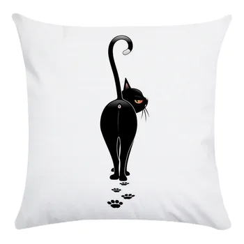 Newsale juoda animaciją kačių modelis poliesteris pillowcover namų puošybai sofos pagalvę office sėdynės pagalvėlė padengti 45*45cm užvalkalas