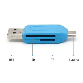 Nešiojamų Greitai Perdavimo C Tipo Kortelių Skaitytuvas 2 In 1 USB 3.0 Tipas C / USB / Micro-USB SD TF Atminties Kortelių Skaitytuvas OTG Adapteris