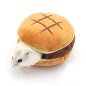 Nešiojamų Pakabinti Lizdą Mažų Gyvūnų Mažas Hamburger Duona Formos Medvilnės Lizdą Namas Namelis Žiemą Šiltas Pet Žiurkėnas Narvelyje Lova