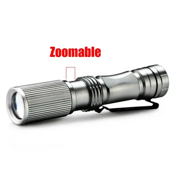 Nešiojamų Zoomable 1000 Liumenų Mini Žibintuvėlis Lauko Kempingas, Žygiai LED Žibintuvėlis Žibinto Lempa, Žibintų Sidabro / Juoda