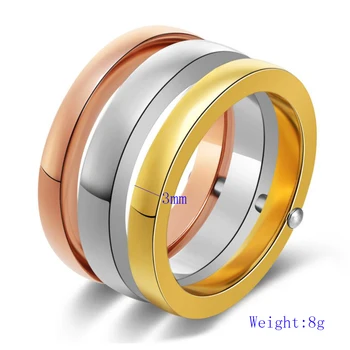 NIBA Aukštos Kokybės 3 vnt/Komplektas rožinė Aukso/Sidabro Spalva Titano Plieno Žiedai, Moterų Papuošalai-Osioms Žiedas Rinkinys