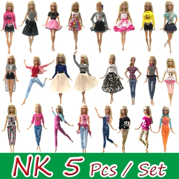 NK 5 Vnt./Nustatyti Lėlės Mados Komplektus Kasdien Dėvėti Atsitiktinis Suknelė, Marškiniai, Sijonas Lėlių Drabužius Barbie Lėlės Priedai 5G JJ