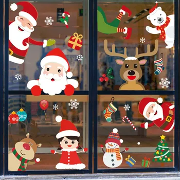 Noel vitrina lipdukai navidad Kalėdų ornamentu rodo Lango siena lipdukas naujųjų metų dovana gimdymo plastiko lipdukas linksmų Kalėdų