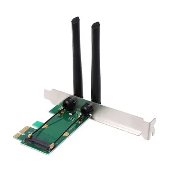 NoEnName_Null Aukštos Kokybės Belaidžio Tinklo plokštė-WiFi Mini PCI-E Express PCI-E Adapterį 2 Antenos Išorės PC
