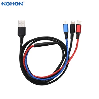 NOHON 3 in 1 USB Cable for iPhone XS Max XR Žaibo Kabelis Mobiliojo Telefono 