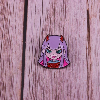 Nulis Du atlapas pin kawaii anime mergina sagė rožinė plaukų ženklelis Darling į franxx gerbėjų aksesuaras dovana jai