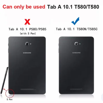 Odinis dėklas, Skirtas Samsung Galaxy Tab A6 10.1 2016 SM-T580 SM-T585 Samsung Galaxy Tab 10.1 3 Kartus PU Smart cover