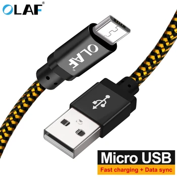 OLAF Micro USB Kabelis 1m 2m 3m Greito Įkrovimo Nailono USB Sinchronizuoti Duomenis Mobiliojo Telefono 
