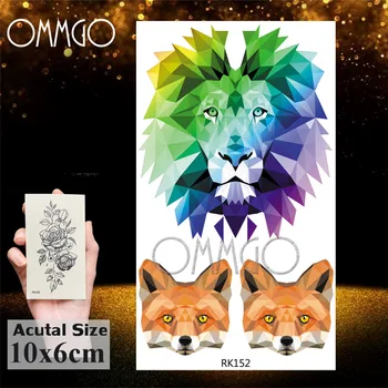 OMMGO Galaxy Akvarelė Geometrinis Liūtas Genčių Leopard Laikina Tatuiruotė Lipdukas Vyrų Tattos Body Art 