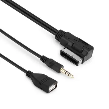 Onever 3.5 mm Muzika AMI MMI Sąsaja Mini Jack Automobilio USB Įkroviklių, USB, Aux, MP3 Kabeliai VW Audi S5 Q5 Q7 A3 A4L A5 A1