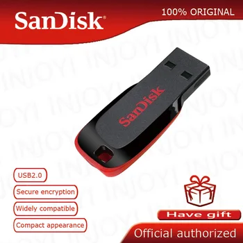 Originalios SanDisk CZ50 Pen Drives 8GB 16GB USB flash drive 32GB 64GB USB 2.0 memory stick pendrive Parama europos sąjungos Oficialusis Patikra