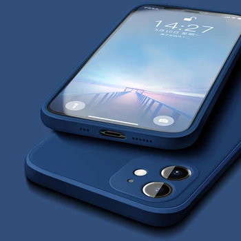Originalus Aikštėje Skystu Silikonu Minkštas Telefono dėklas Skirtas iPhone 12 11 Pro X XS Max 12 Mini XR SE 2020 m. 8 7 6 6s Plius Galinį Dangtelį Atveju