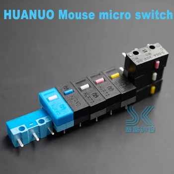 Originalus HUANO pelės mikro jungiklio mygtuką, balta geltona mėlyna rožinė žalias taškas mėlyna shell white dot Bendrojo OMRON aikštė 3-pin jungiklis