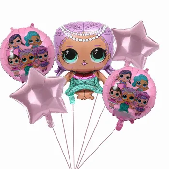 Originalus lol lėlės staigmena vaiko gimtadienio dekoravimas fone balionas formos balionas aliuminio plėvelė