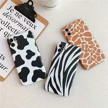 Ottwn Gražių Gyvūnų Mielas Juoda ir Balta Zebras Karvė Leopard Telefono dėklas Skirtas iPhone 11 Pro X XR XS Max 8 7 Plus SE 2020 m., Minkštas DTD