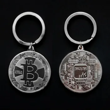 Paauksuoti Bitcoin Monetos Key Chain BTC Monetos Meno Kolekcija, Auksas, Sidabras Rose Aukso Spalvos Tiek Monetų Dizaino Raktų Žiedas Graži Dovana