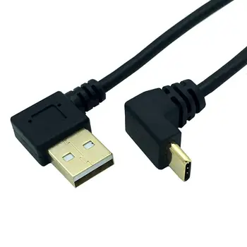 Paauksuoti Iki Kampas USB2.0 (Tipas A) Vyrų ir USB3.1 (Tipas C)Vyrų Up & Dwon Kampas USB Duomenų Sync & Charge Cable Jungtis