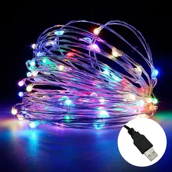 PAIROTTO USB LED Varinės Vielos String Pasakų Šviesos Ruože Lempos Kalėdos Šalis Vandeniui 5m 10m
