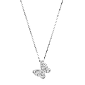 Paprasta 925 sterlingas sidabro Cirkonis Crystal Butterfly Karoliai Moterų Grandinės Clavicle Choker collares Vestuvių Papuošalai