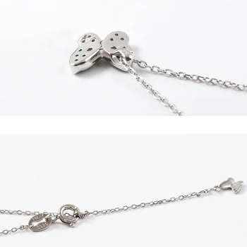 Paprasta 925 sterlingas sidabro Cirkonis Crystal Butterfly Karoliai Moterų Grandinės Clavicle Choker collares Vestuvių Papuošalai