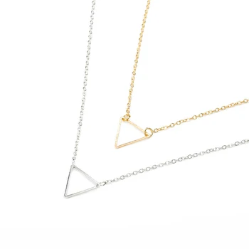Paprastas klasikinis mados Žavesio karoliai metalo trikampis Pakabukas Karoliai ponios dovana, Juvelyriniai dirbiniai Didmeninė
