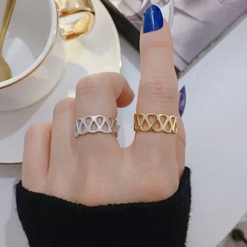 Papuošalai, Žiedai, Moterų Mažas Grandinės Piršto Žiedas Sidabro Spalvos Vintage Paprastas Apvalus Geometrinis Elegantiškas Merginos Žiedas Reguliuojamas