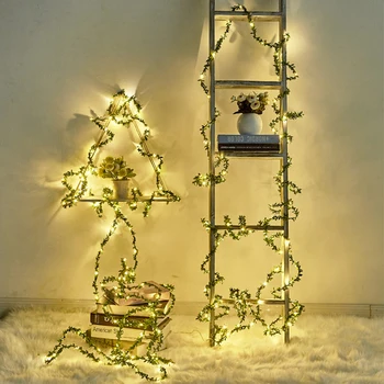 Pasakų Nedidelis Lapų Girlianda Šviesos Baterija LED Vario Viela, Kalėdų Šviesos Ravėjimas Šalis Dekoro 2m/3m/5m/10m LED Eilutę