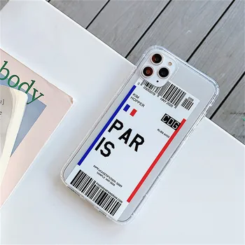 Pasaulio Šalis Etiketės lėktuvų Bilietai, Telefono dėklas Skirtas iPhone 11 12 Mini Pro Max X XR 8 7 6S 6 Plius Minkštos TPU Įlaipinimo Coque Dangtis