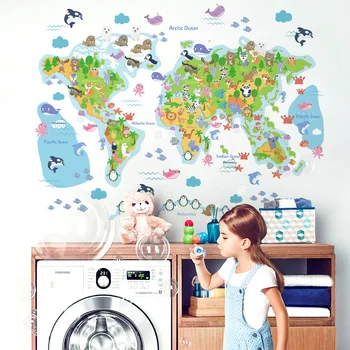Pasaulio žemėlapyje, sienų lipdukai, vaikų kambariai, miegamojo puošimas freskos vaikams, namas, namų dekoro kambario sienos lipdukai apdaila